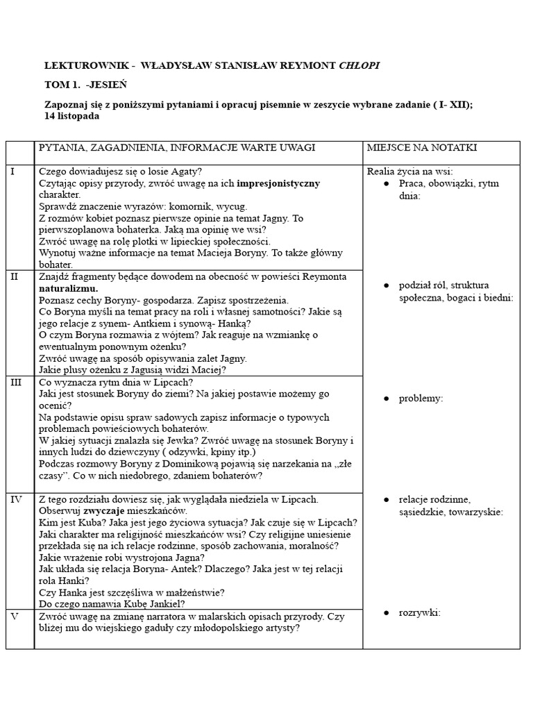 Udostępnij 'LEKTUROWNIK Chłopi Tom 1 | PDF
