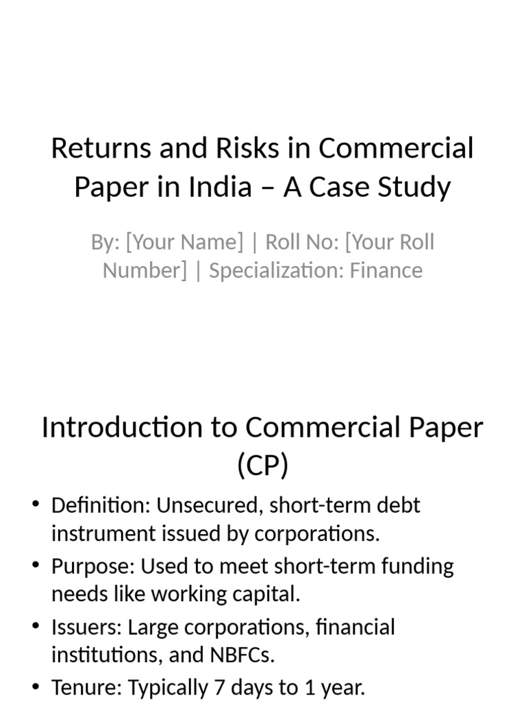 Returns and Risks in Commercial Paper India | PDF | Commercial Paper ...