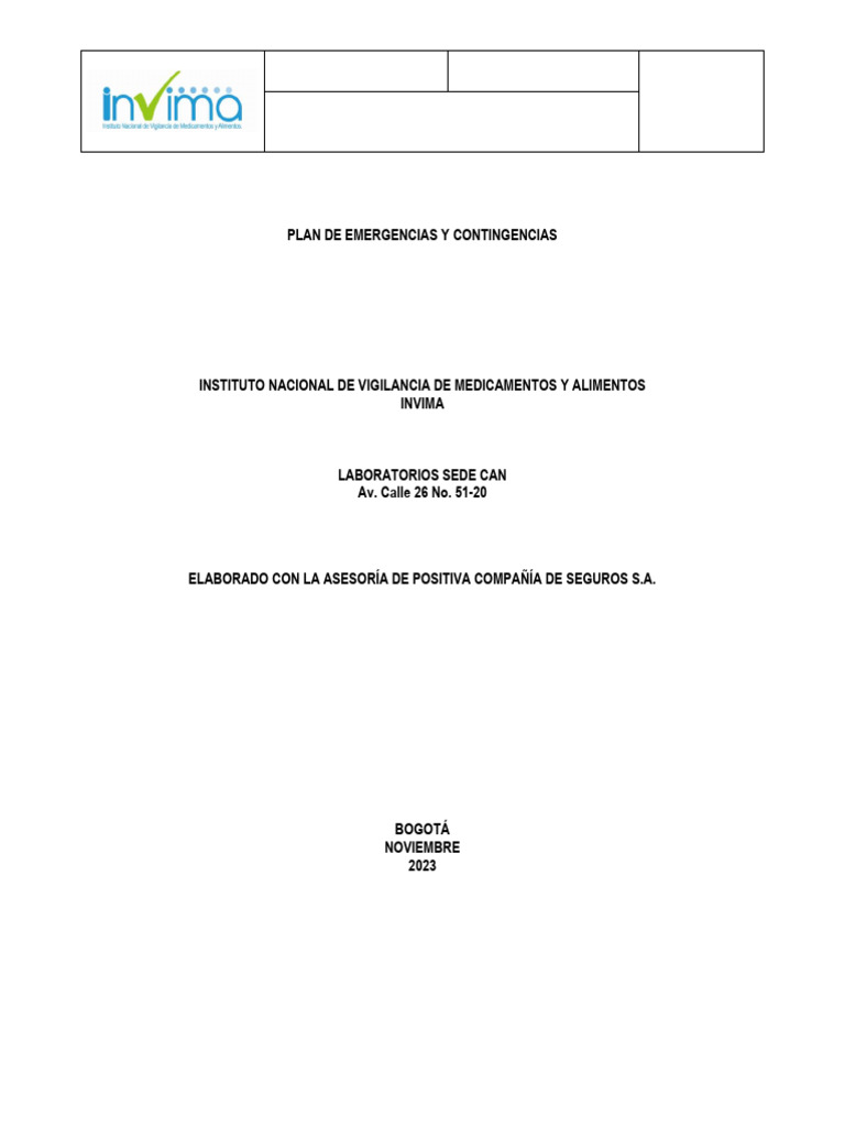 Plan de Emergencias Can 2023 | PDF | Seguridad y salud ocupacional ...