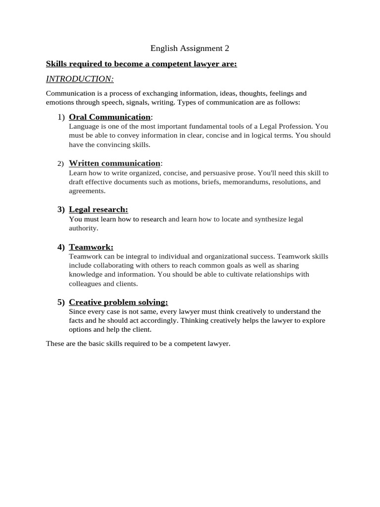 Essential Skills for Aspiring Lawyers | PDF | Communication | Reason