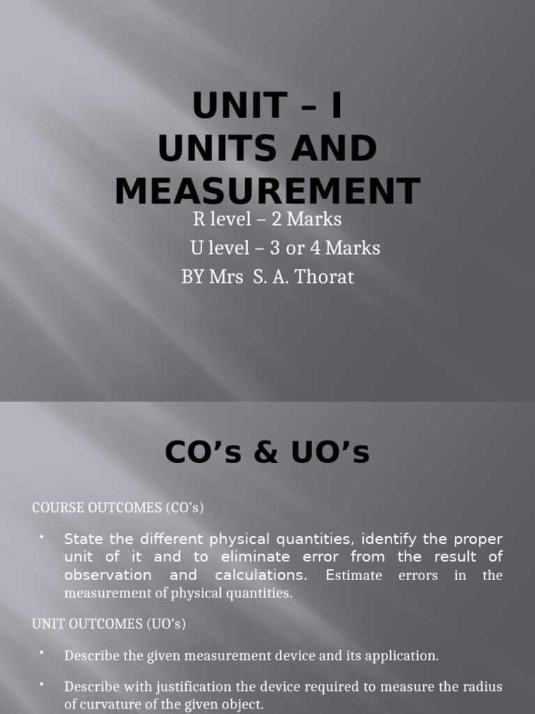 Units and Measurements in Physics | PDF | Observational Error ...