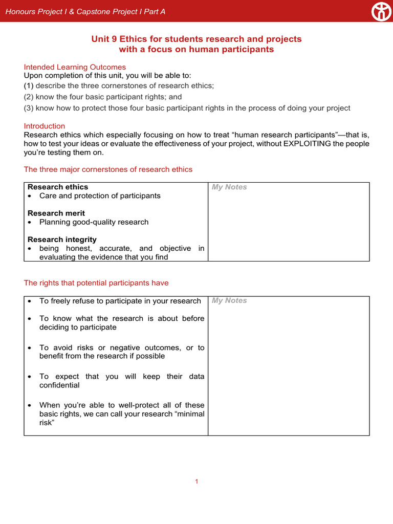 Research Ethics for Human Participants | PDF