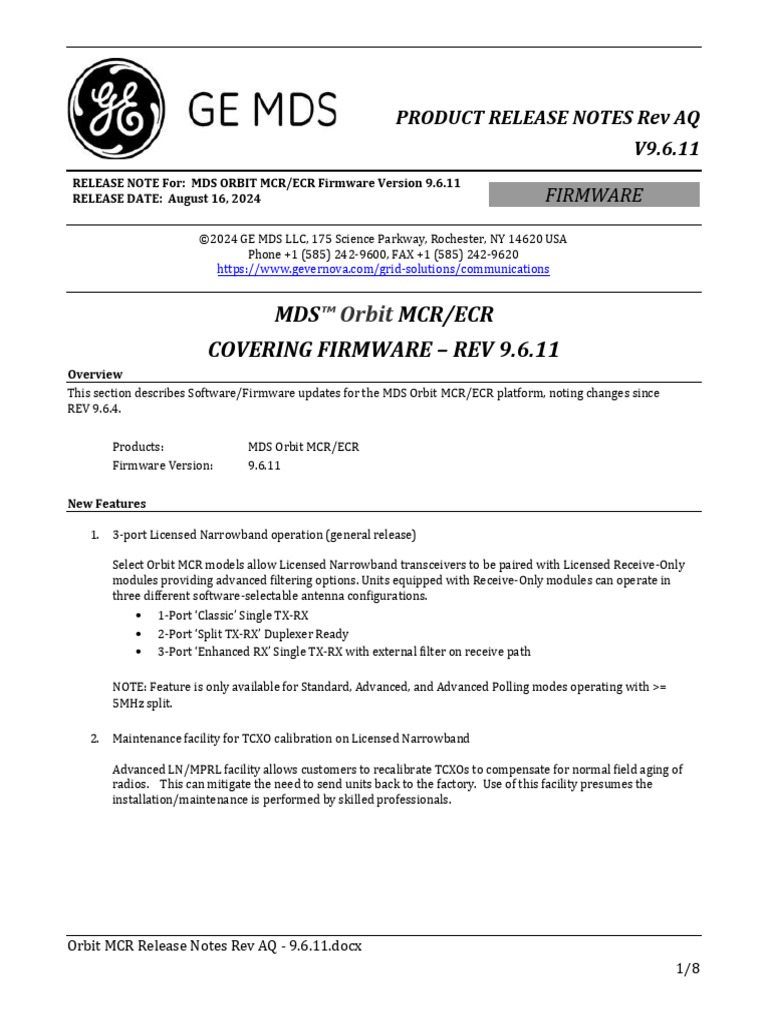 Orbit MCR Release Notes Rev AQ - 9.6.11 | PDF | Wi Fi | Computer Network