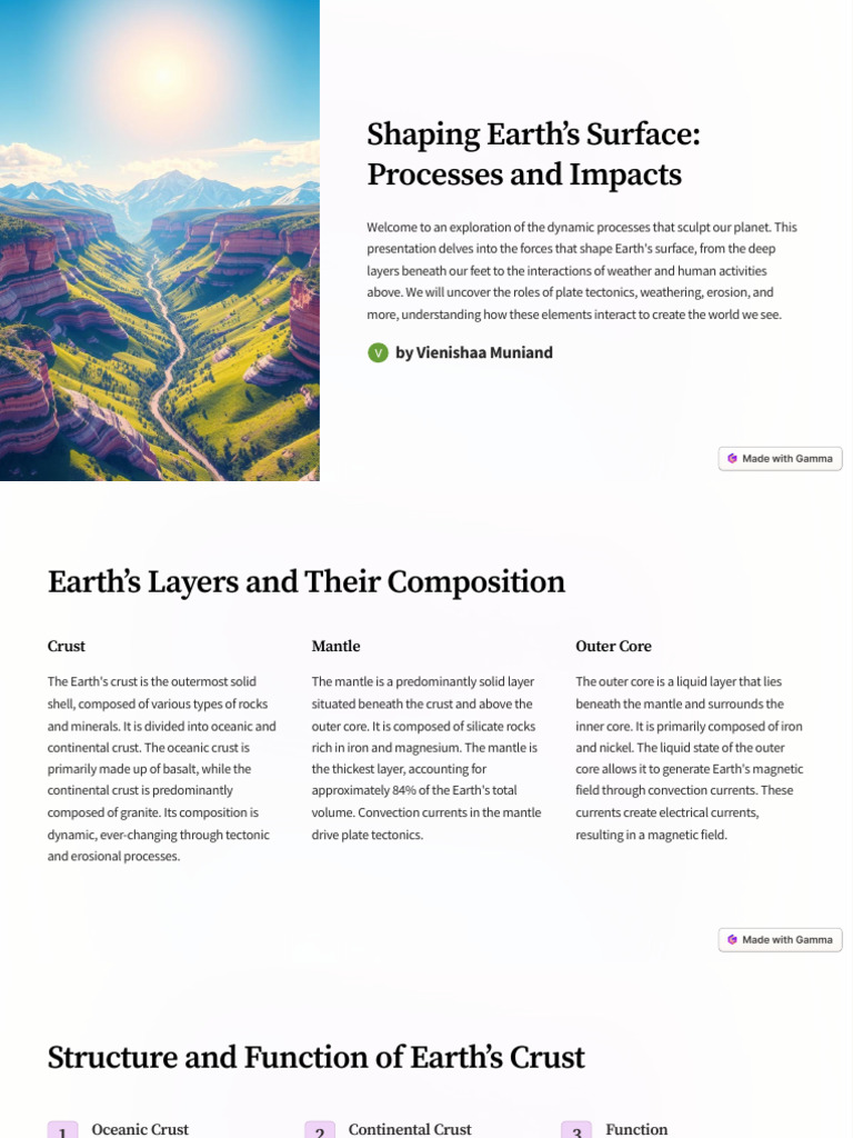 Earth's Surface: Processes and Impacts | PDF | Plate Tectonics | Crust ...
