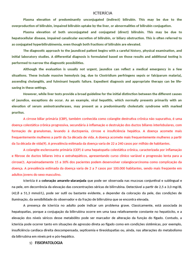 Icterícia: Causas e Diagnóstico Clínico | PDF | Bile | Gravidez