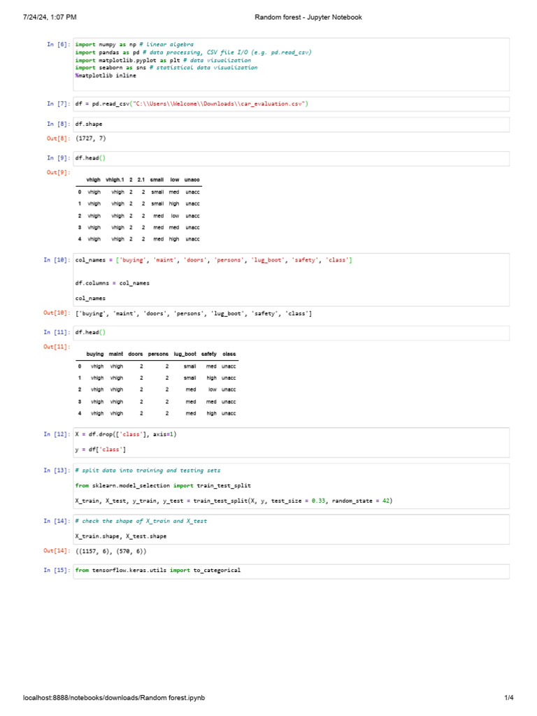 Random Forest Model in Jupyter Notebook | PDF | Computer Science | Data