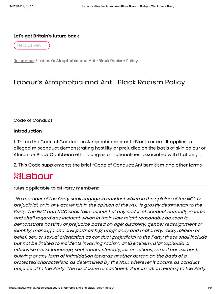 Labour's Anti-Black Racism Policy Guide | PDF | Discrimination & Race ...