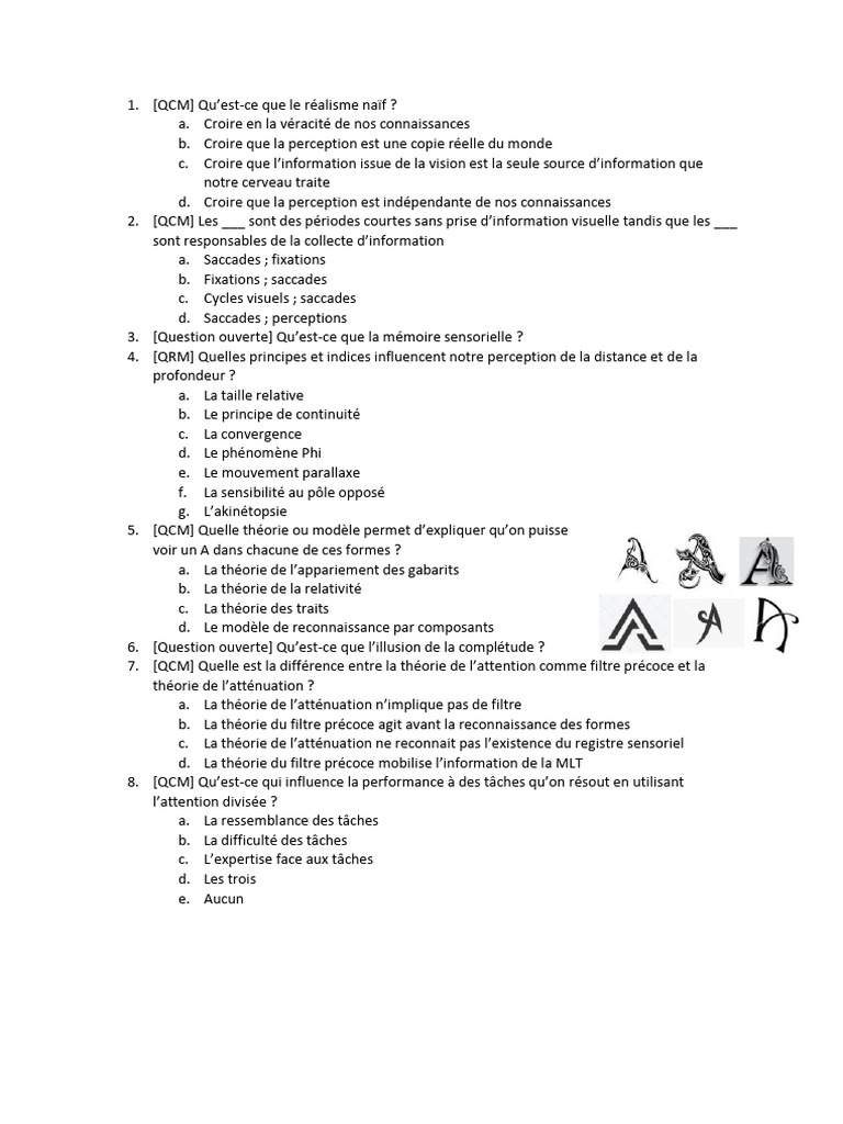 Concepts clés en perception et mémoire | PDF | Mémoire | la perception