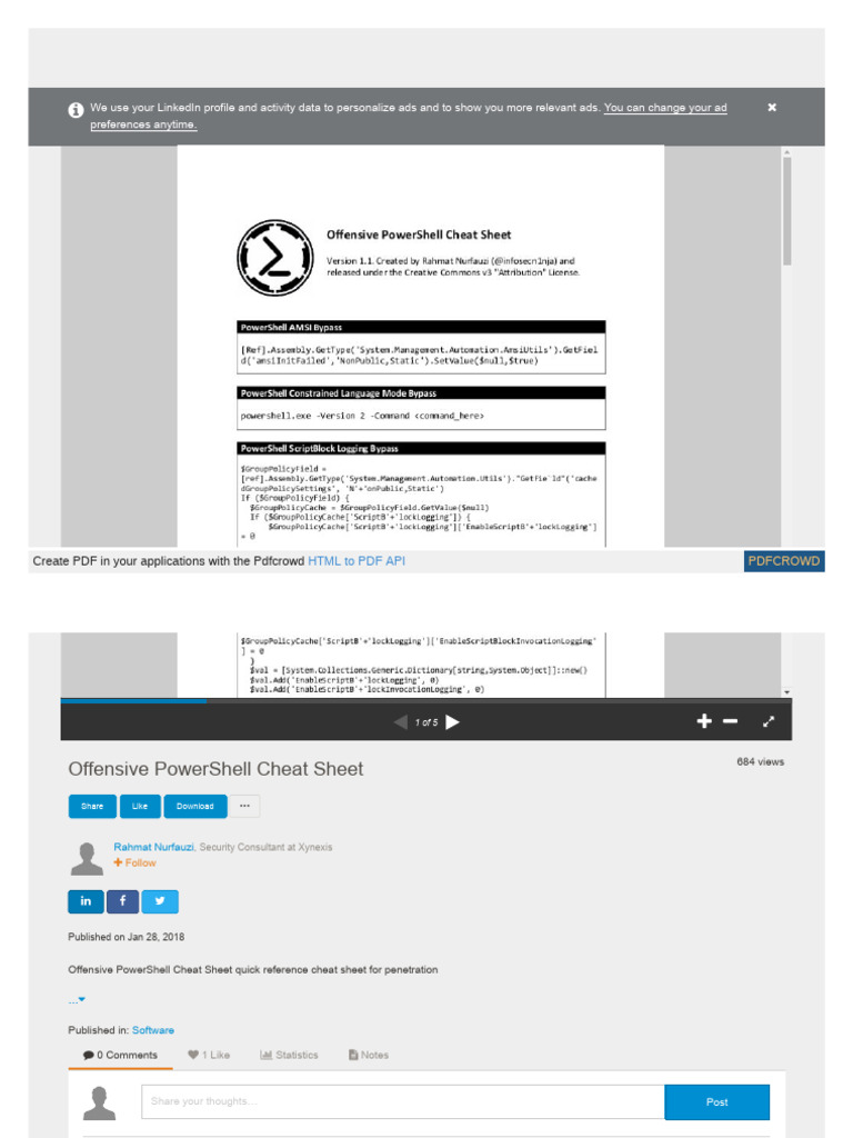 Offensive PowerShell Cheat Sheet | PDF | Software Engineering ...