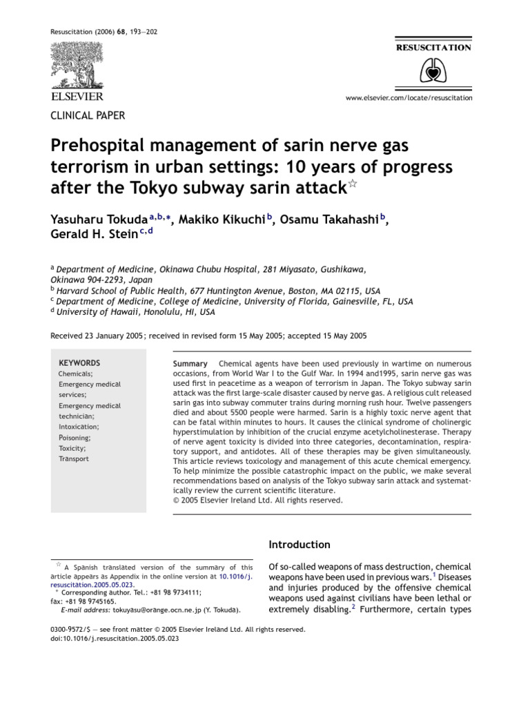 Prehospital Sarin Gas Response Strategies | PDF | Nerve Agent ...