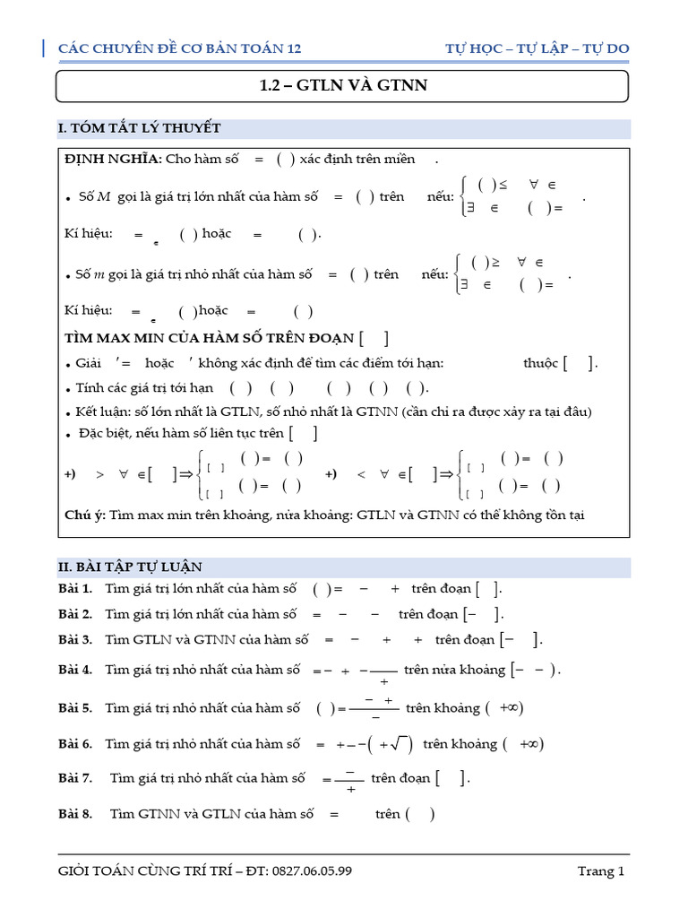 GTLN Và GTNN Full | PDF