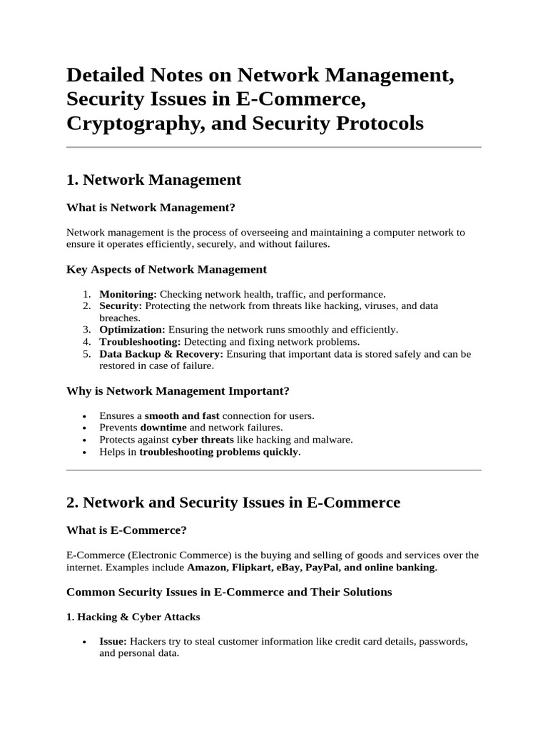 Network Management & E-Commerce Security | PDF | Public Key ...