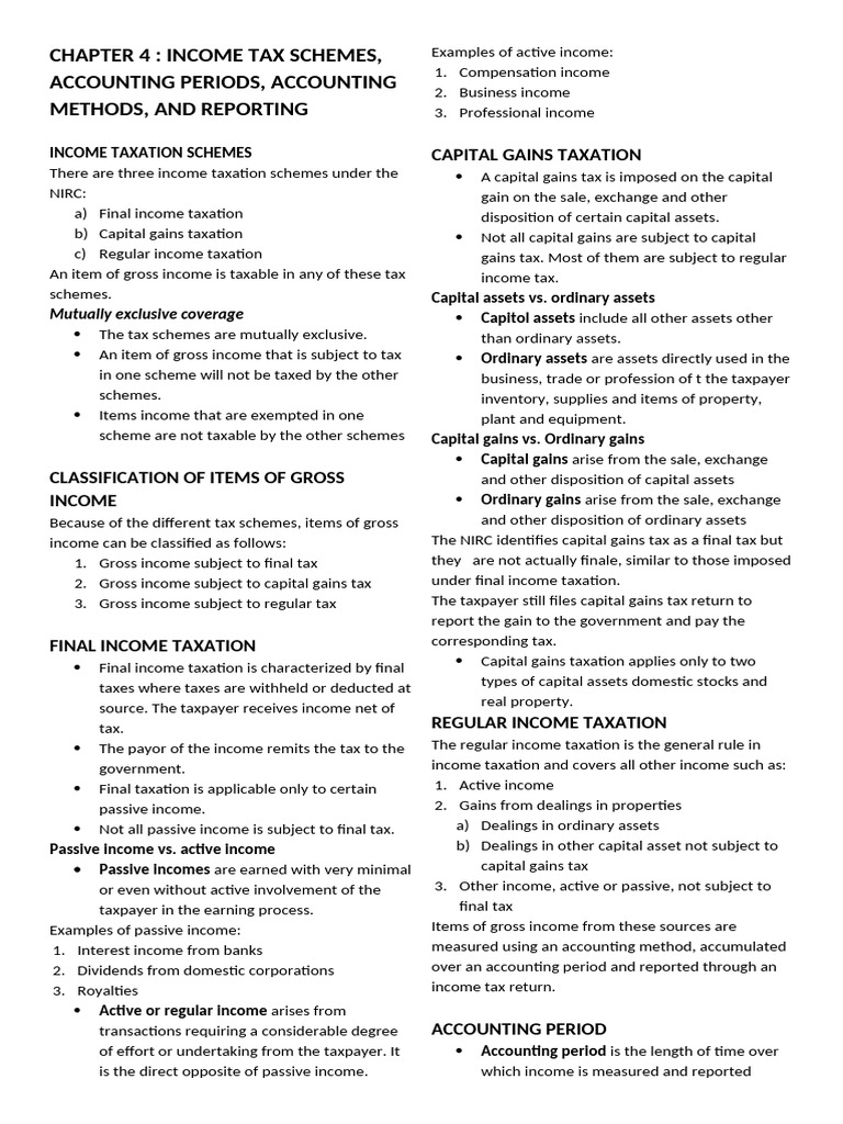 Income Tax Schemes and Accounting Methods | PDF | Capital Gains Tax ...