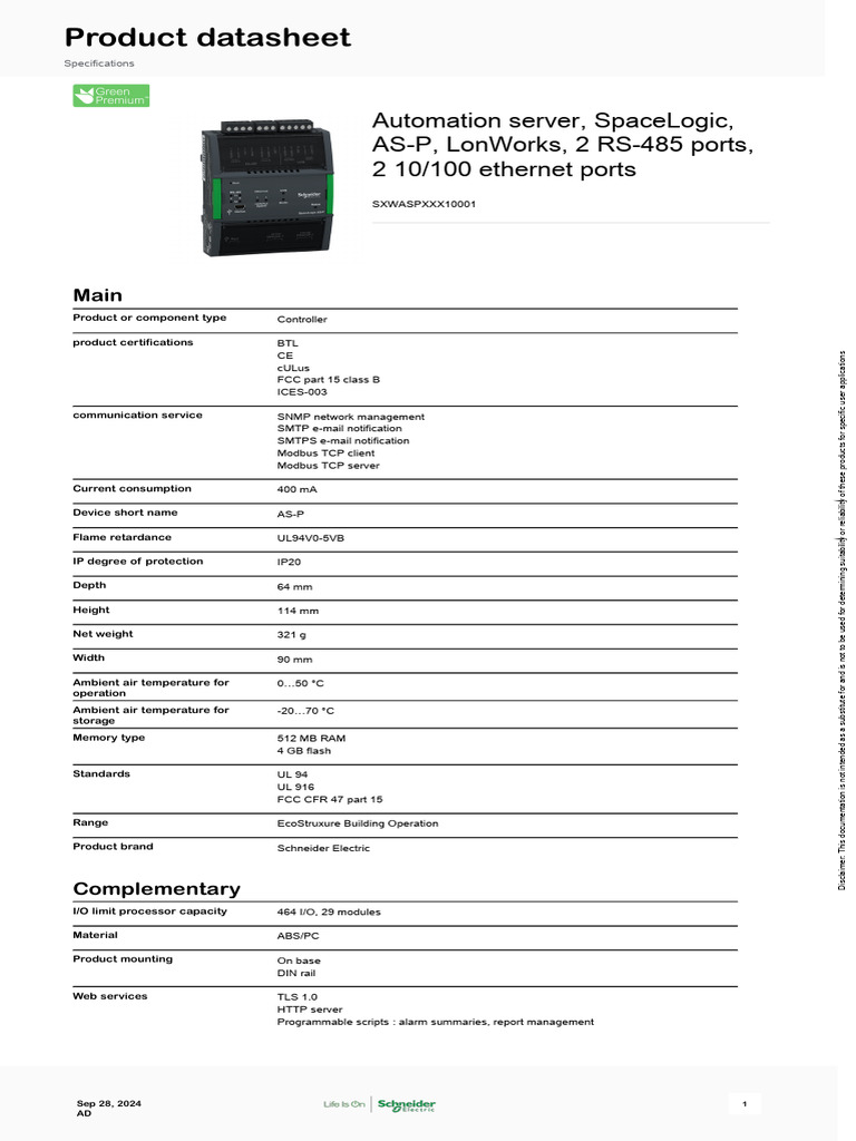 SpaceLogic AS-P Controller Overview | PDF | Internet Protocols | Computing