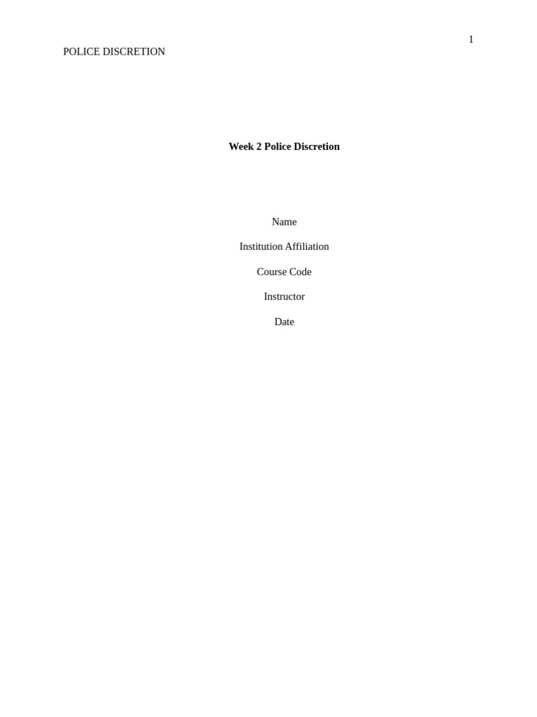 Week 2 Police Discretion | PDF | Police | Police Officer