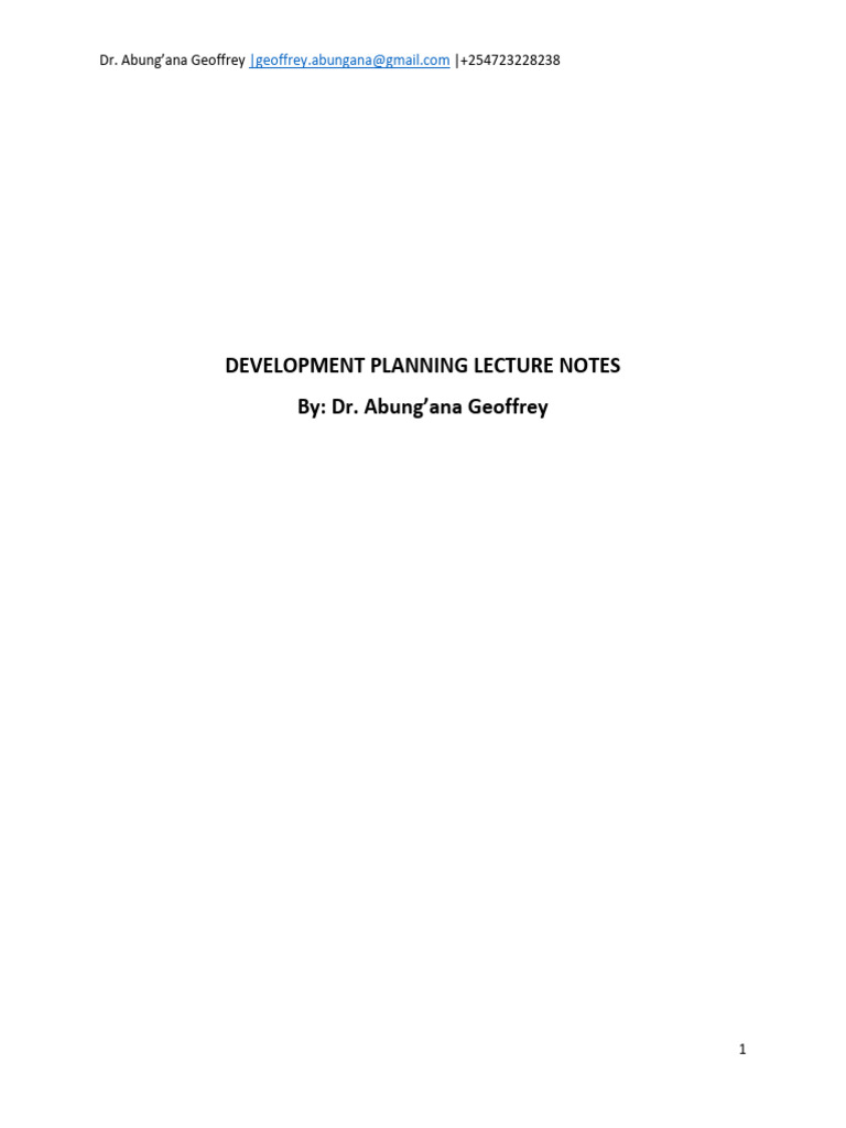 Development Planning Lecture Notes | PDF | Millennium Development Goals ...
