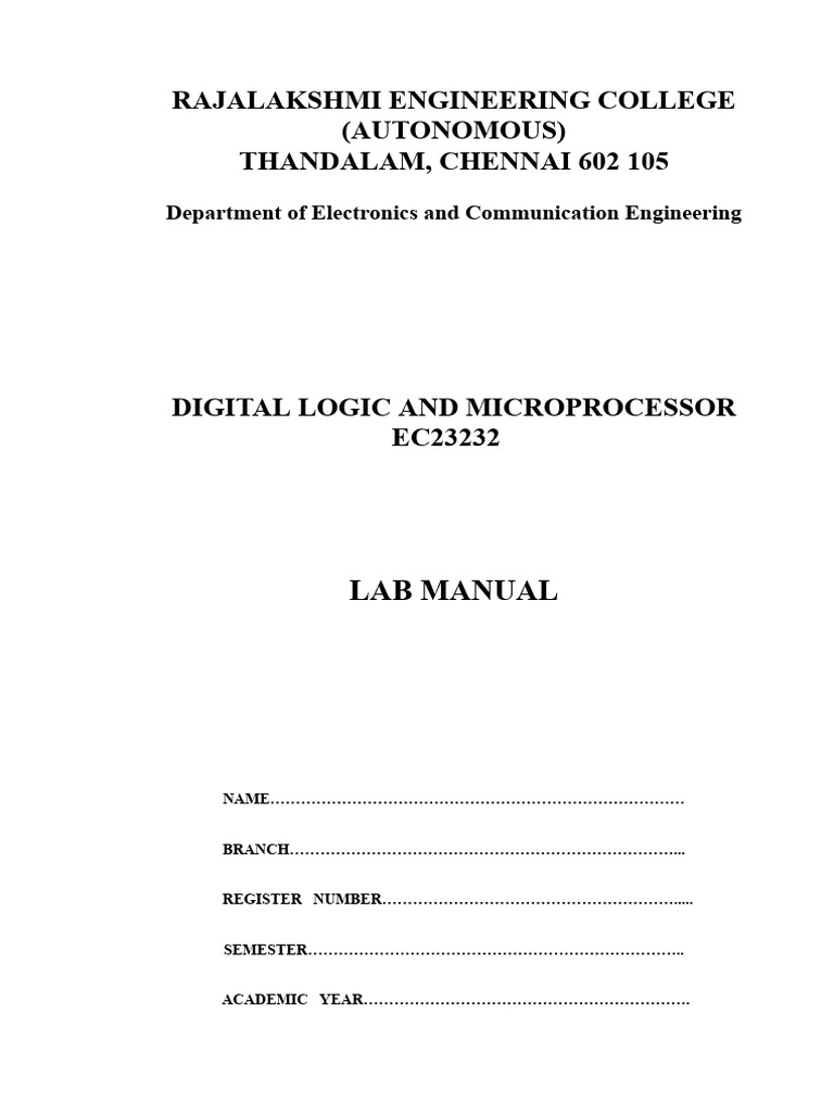Digital Logic and Microprocessor Lab Manual | PDF | Computer ...