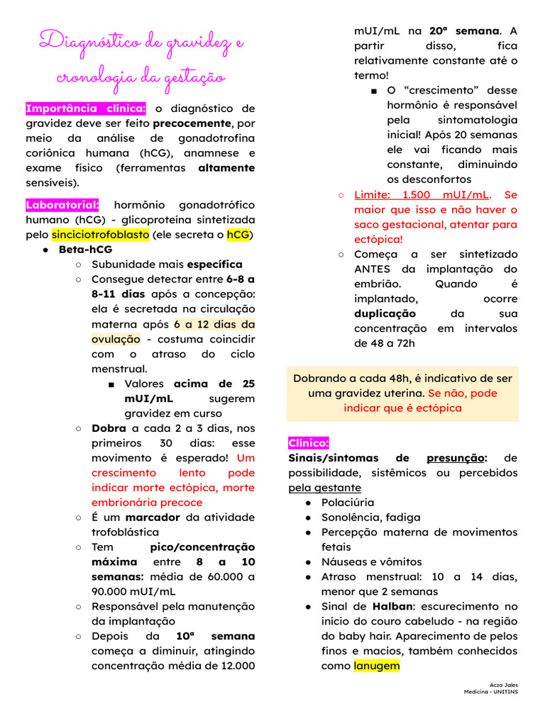 Diagnóstico e Cronologia da Gravidez | PDF | Gravidez | Ultrassom médico