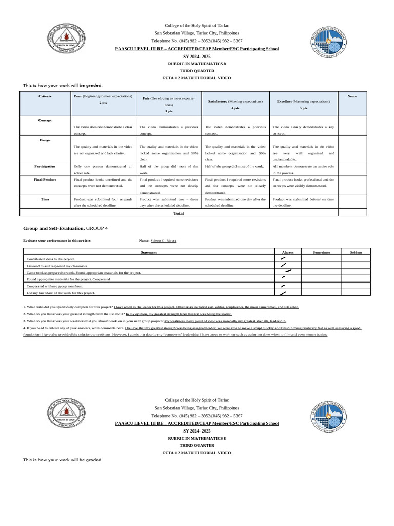 PETA 1 and 2 - 3rd Quarter | PDF