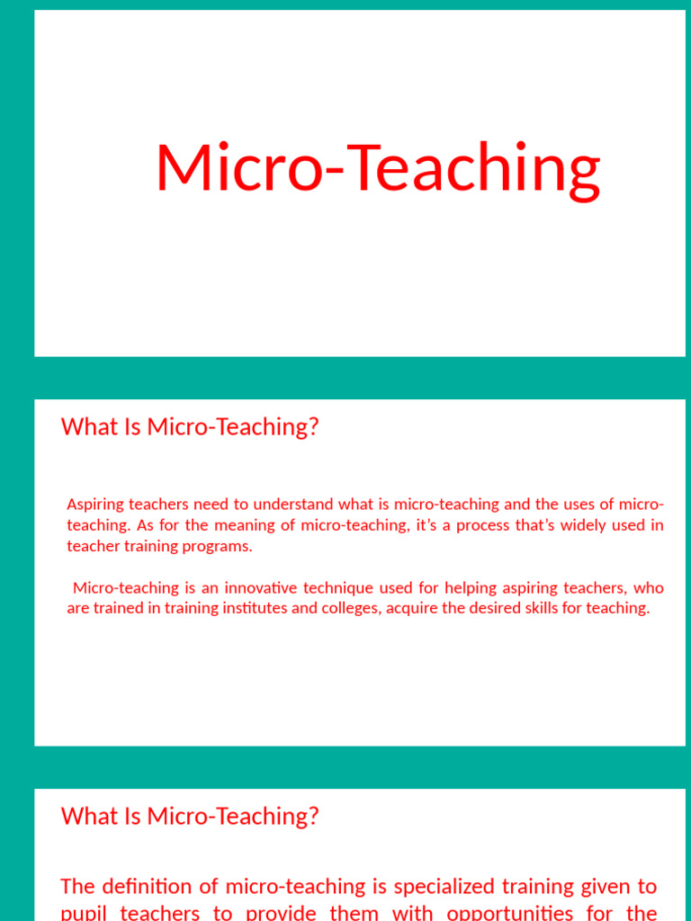 Micro-Teaching Techniques for Teachers | PDF | Learning | Teachers