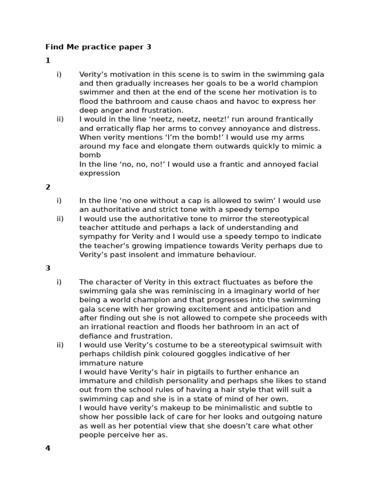 Find Me Practice Paper 3 | PDF | Love | Psychology
