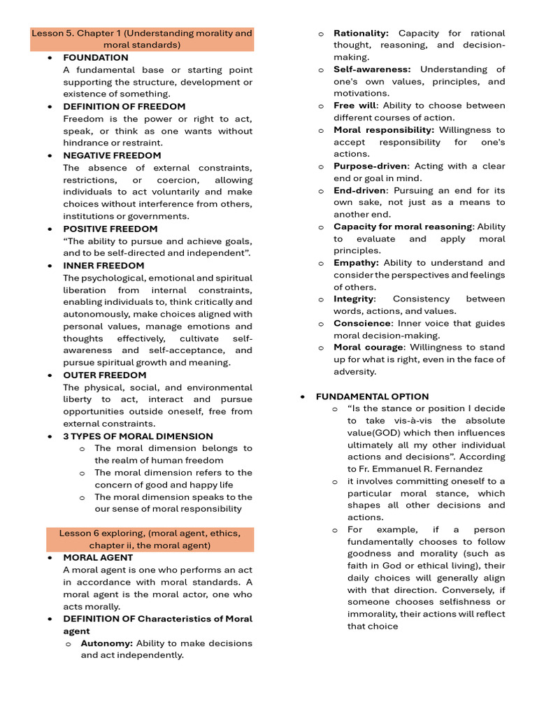 Understanding Morality and Freedom Concepts | PDF | Morality | Conscience