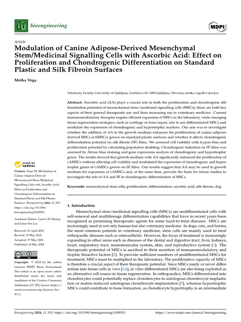 bioengineering-11-00513-v2 | PDF | Mesenchymal Stem Cell | Cellular ...
