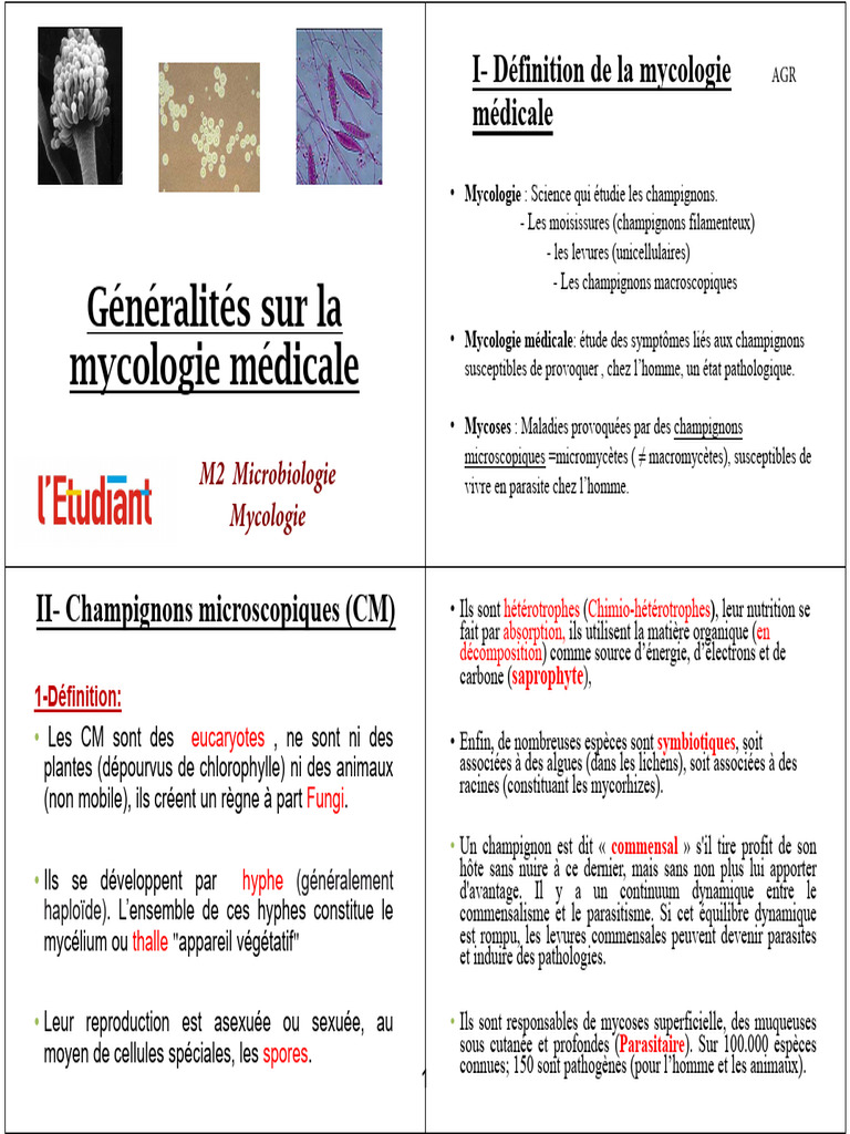 Généralités sur la mycologie médicale | PDF | Champignons | Biologie