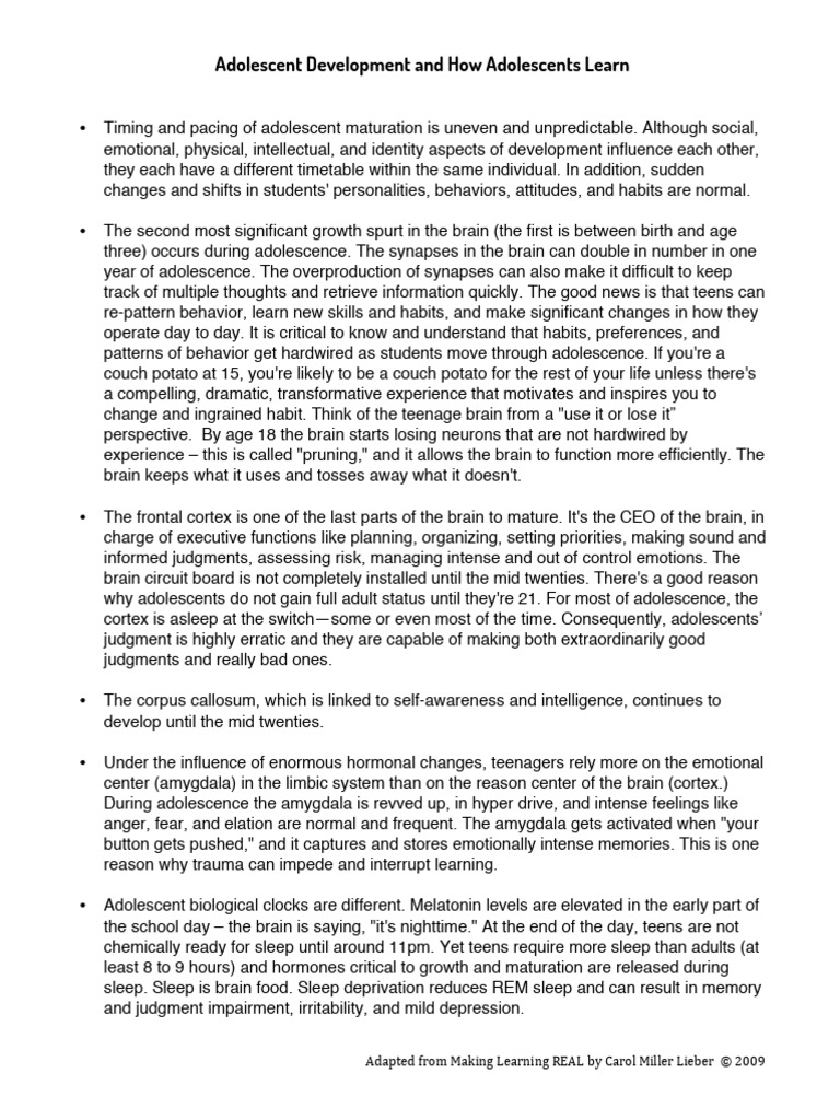 Understanding Adolescent Learning Dynamics | PDF | Adolescence ...