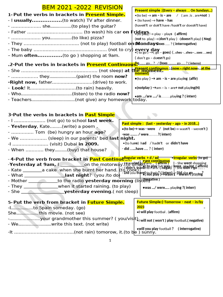 English4am-Revision Dechicha | PDF | Syntax | Language Mechanics