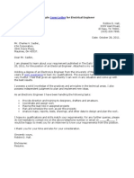 Sample For Electrical Engineer: Cover Letter