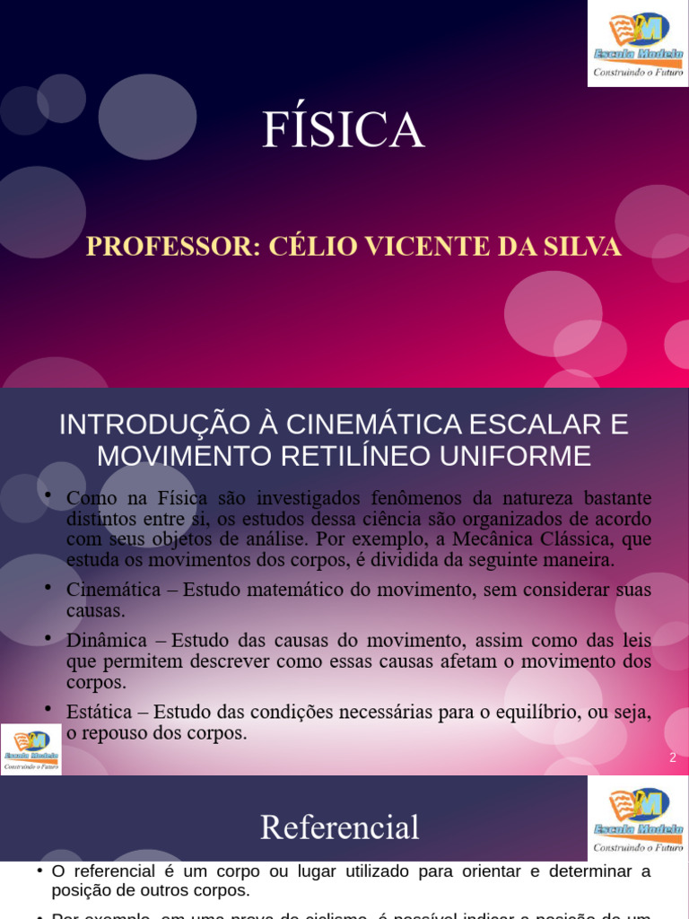 Introdução À Cinemática Escalar e Movimento Retilíneo Uniforme | PDF ...