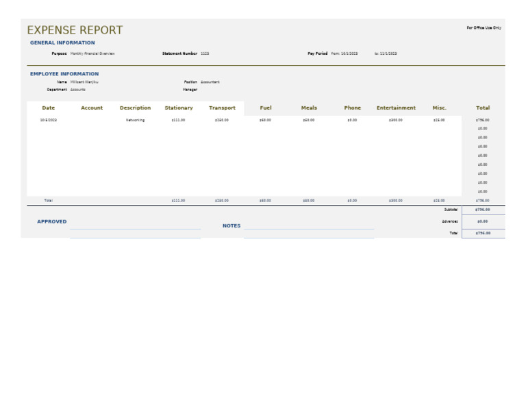 Monthly Expense Report for Accountant | PDF | Expense