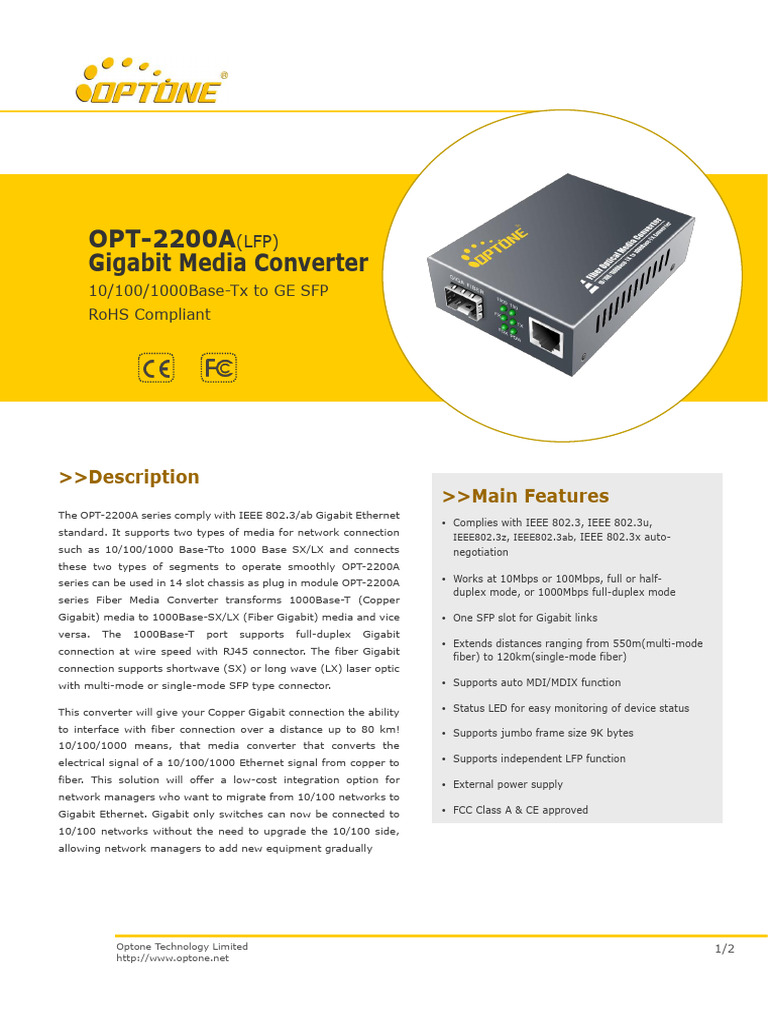 2200A SFPport LFP | PDF | Data Transmission | Physical Layer Protocols