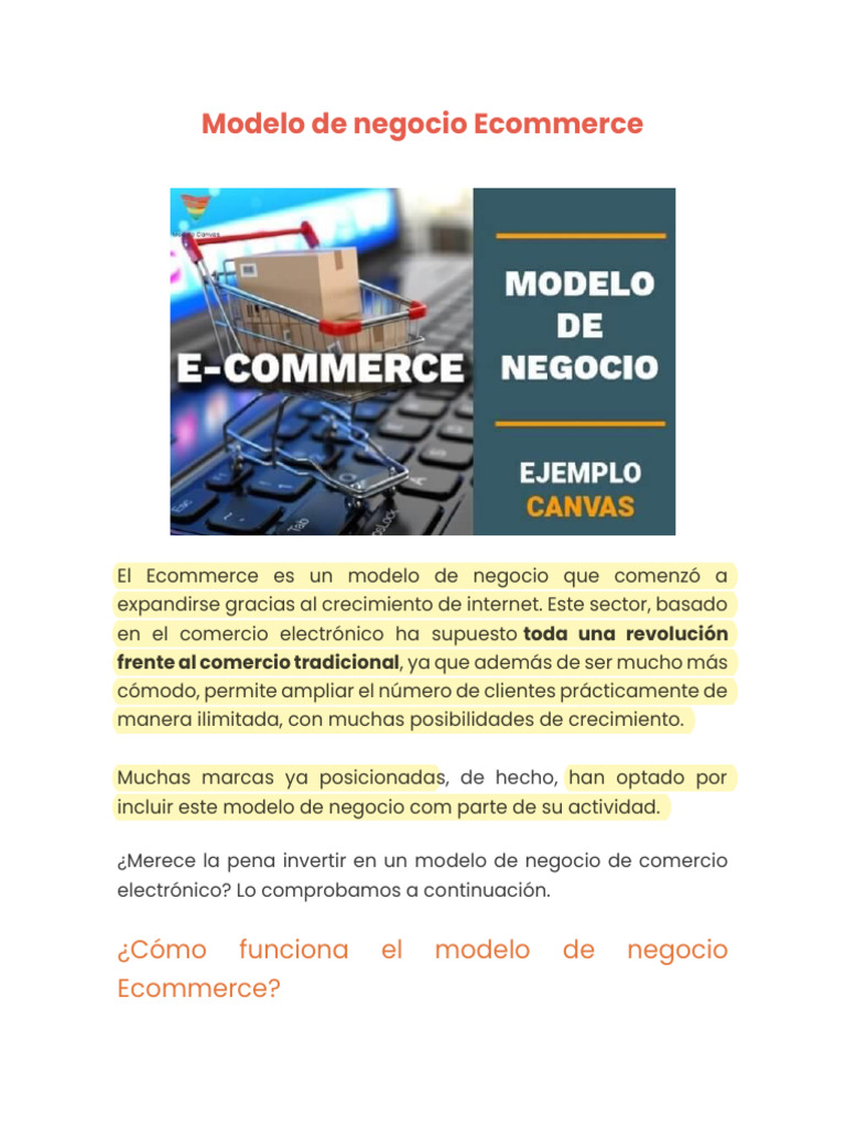 Lectura U2. Modelo de Negocio E-Commerce | PDF | Comercio electrónico ...