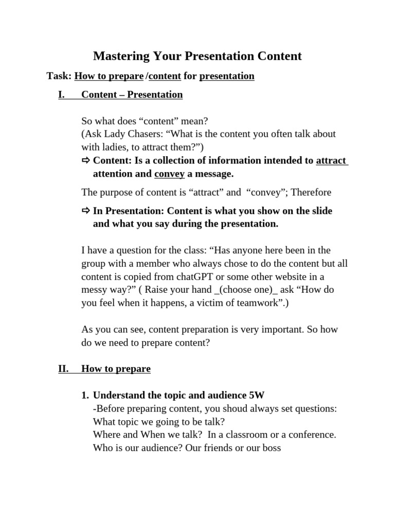 Effective Presentation Content Tips | PDF | Human Communication ...