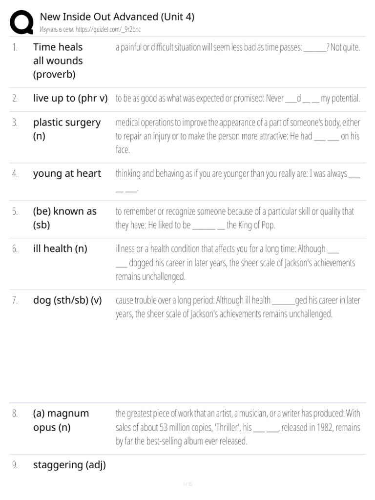 4 Unit Inside Out Words | PDF | Jokes