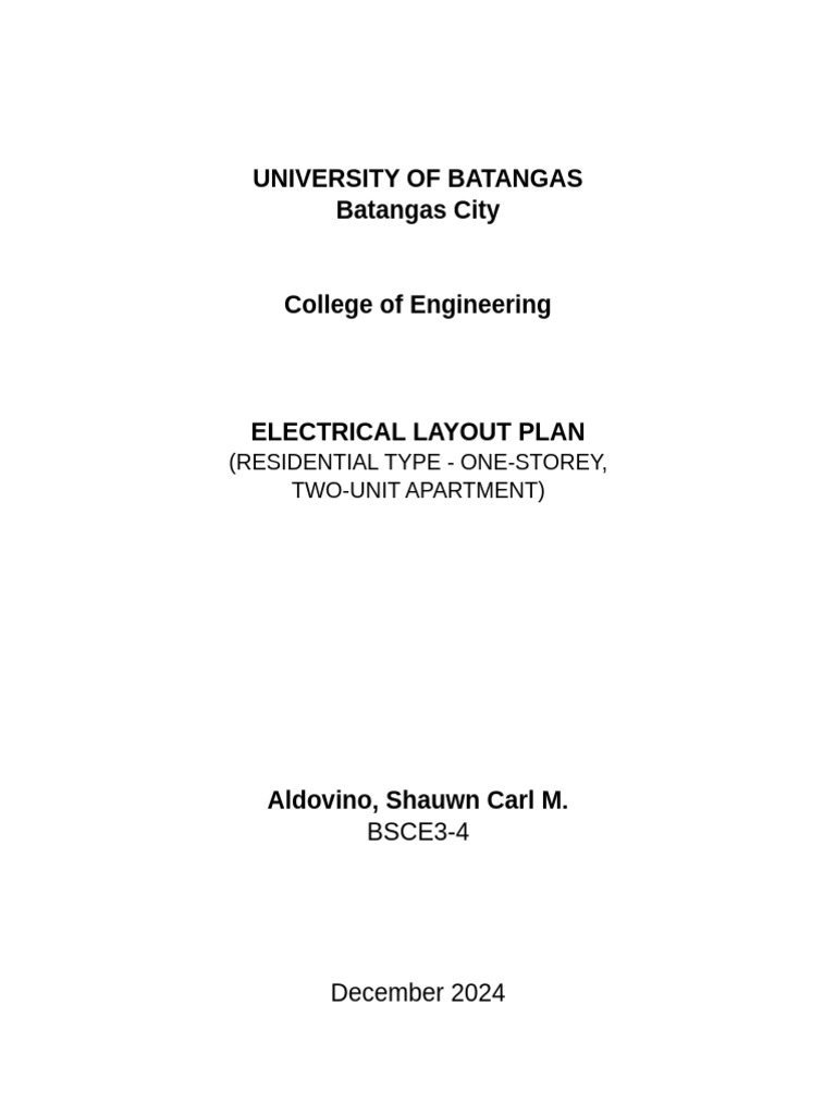 Electrical Layout Plan for Two-Unit Apartment | PDF | Electricity ...
