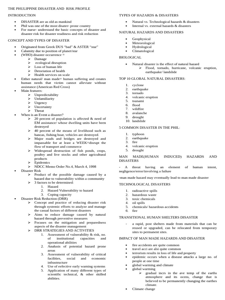 Philippine Disaster Risk Overview | PDF | Natural Disasters | Climate ...