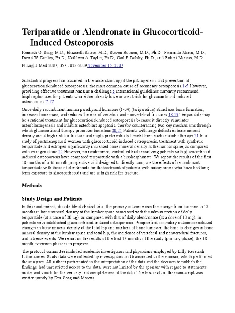 Teriparatide or Alendronate in Glucocorticoid-Induced Osteoporosis ...