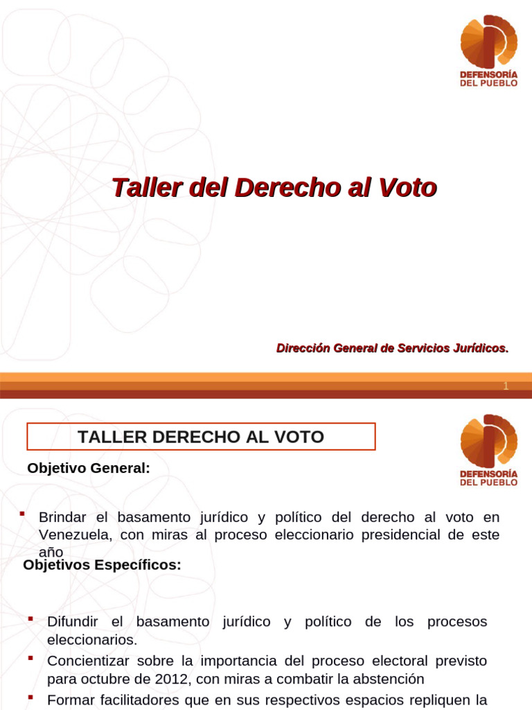 Taller sobre el Derecho al Voto en Venezuela | PDF | Votación | Sufragio