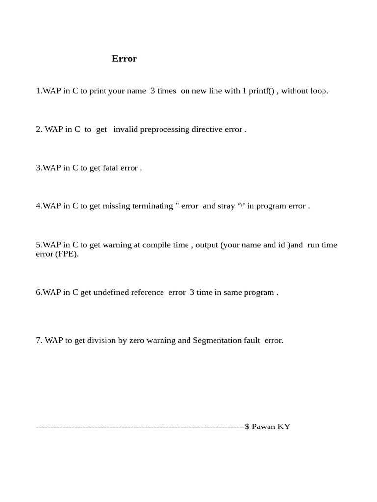 C Programming Error Handling Examples | PDF