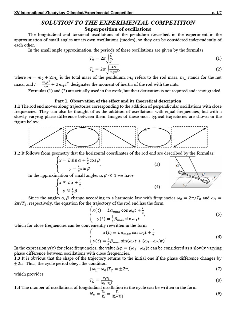 Superposition of Pendulum Oscillations | PDF