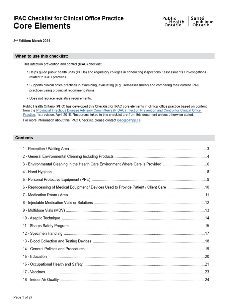 Checklist Clinical Office Core | PDF