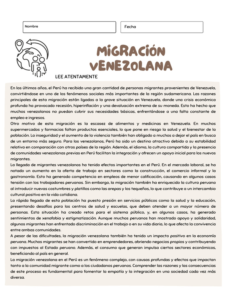 Causas y Efectos de la Migración Venezolana | PDF | Migración humana ...