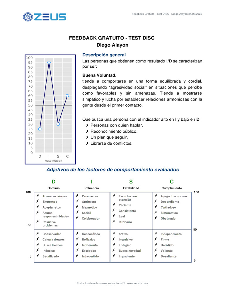 Feedback Test DISC - Diego Alayon | PDF