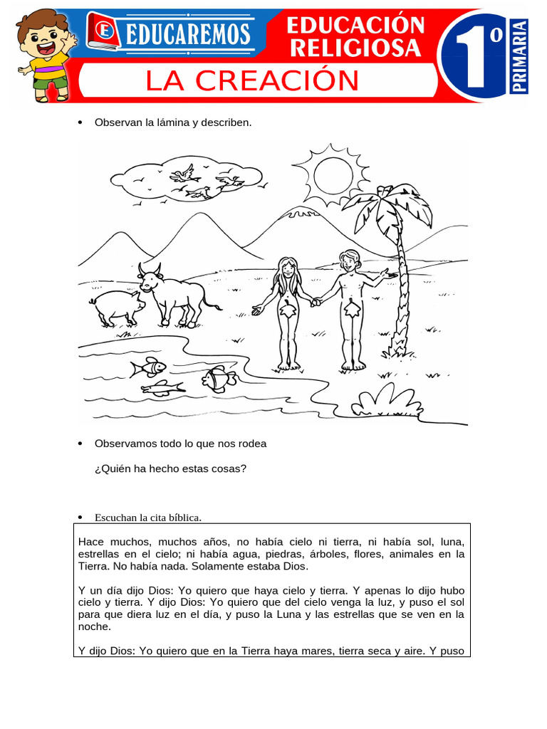 Actividades sobre la Creación de Dios | PDF