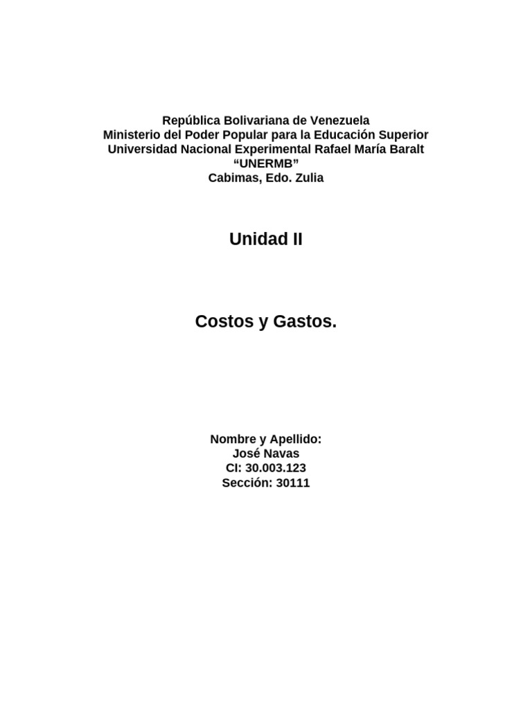 Análisis de Costos y Gastos Empresariales | PDF | Costo | Business