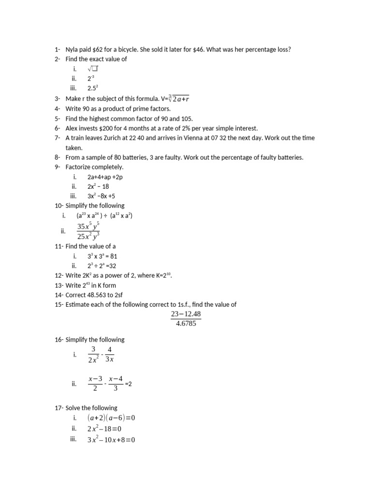 Grade 8 Math Problems and Solutions | PDF