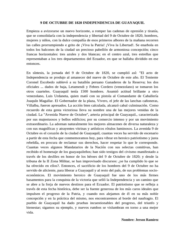 Independencia de Guayaquil: 9 de Octubre | PDF | Cristobal colon
